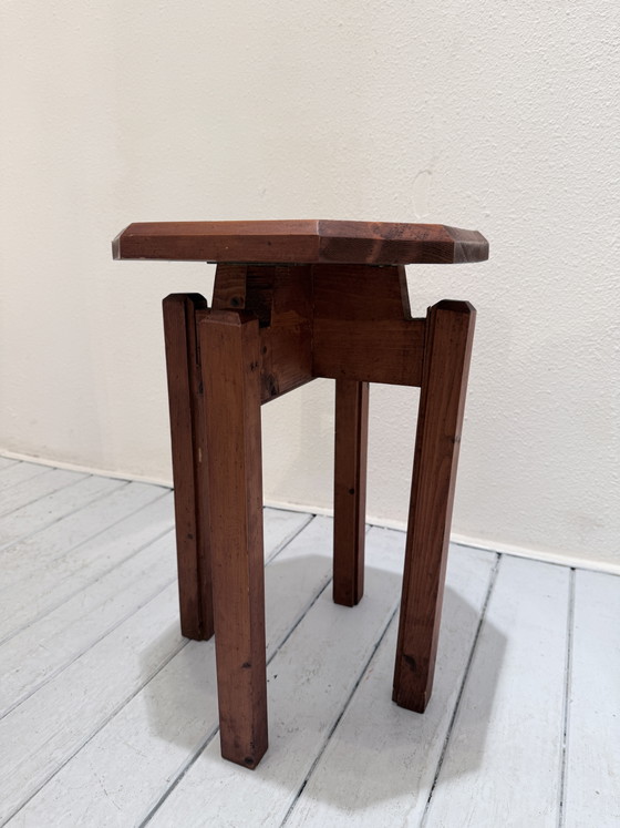 Vintage Brutalist Solid Wood Stool / Side Table (photo 3 of 12)