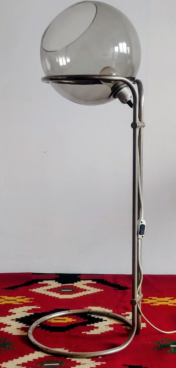 Image 1 of Modernist bauhaus glass ball floor lamp. Designer: Házi Tibor