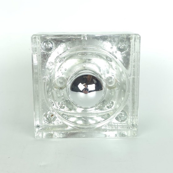 Müller & Zimmer, Vintage glass Ice Cube Wall light, Germany, 1960s, Silver (photo 5 of 11)