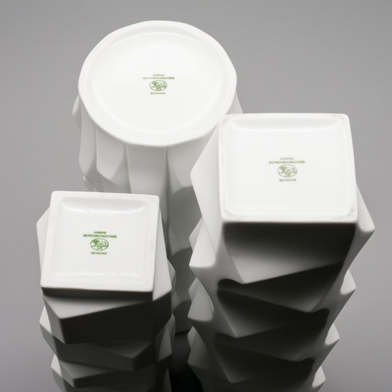 Image 1 of HUTSCHENREUTHER Biskuitporzellan ARCHAIS Vase TRIO Heinrich FUCHS Op Art Retro