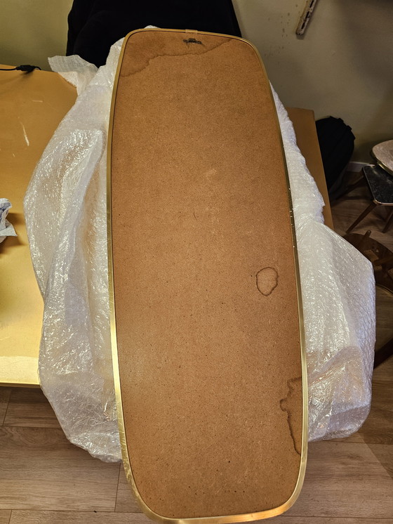 Image 1 of Specchio da parete vintage in ottone lungo e alto