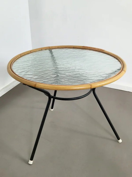 Rohé Noordwolde | Tavolino vintage in rattan, Tavolini, polished steel, Beige (foto 9 di 9)