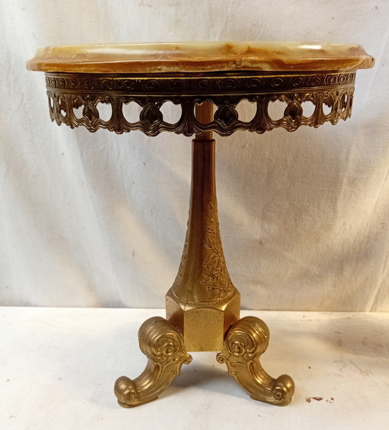 Image 1 of Brass Onyx Table