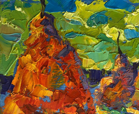 Image 1 of Original Oil Painting Summer Field Landscape Haystacks in the field