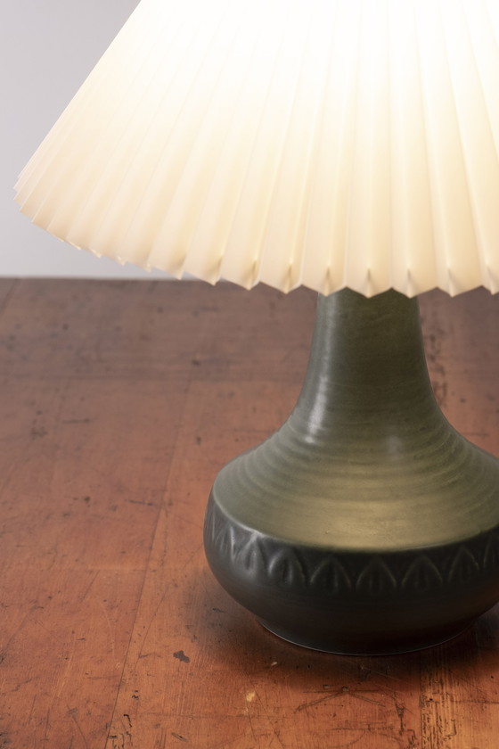 Image 1 of 1x Green Ceramic Table Lamp by Søholm, 1960s Denmark