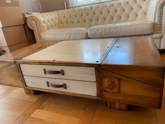 Coffee table with various storage spaces – Wood, Leather (photo 4 of 5)