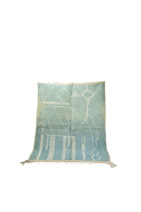 Image 1 of Luxuriöser marokkanischer Beni-Ourain-Teppich aus edler Wolle – Handgeknüpfter geometrischer marokkanischer Teppich