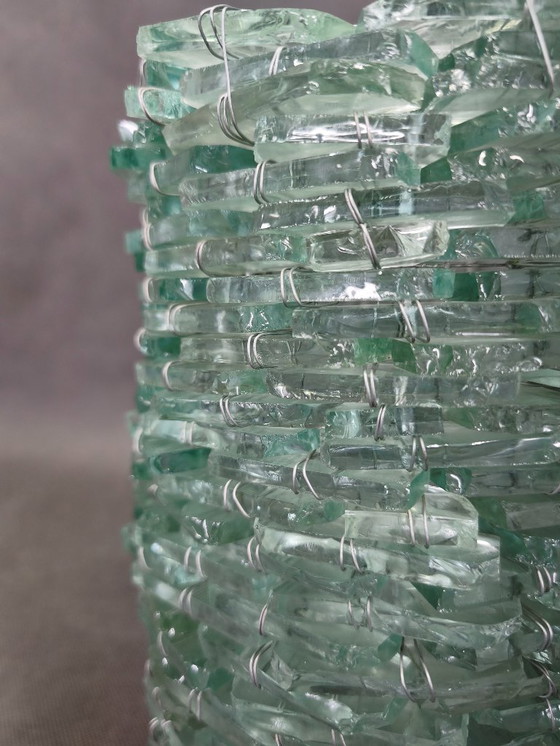 Image 1 of Italian Sculptural Glass Table Lamp, Wire and Glass Construction, 1980s