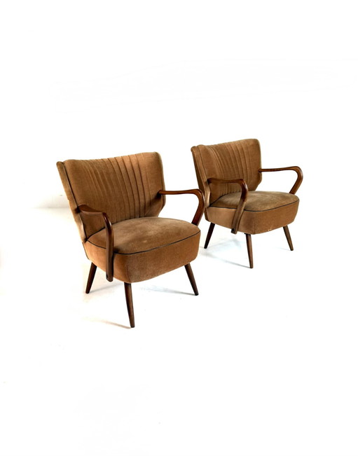 Set di 2 poltrone cocktail vintage in velluto anni '60