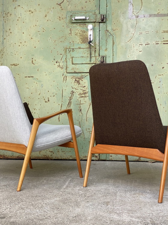 Set van 2 Scandinavisch moderne design fauteuils Hallingdal kersenhout – Textile, Wood (photo 6 of 12)