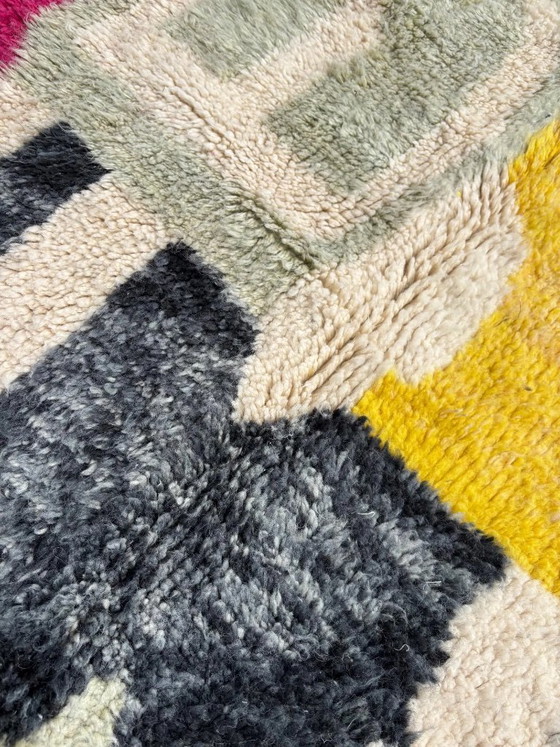 Image 1 of TAPIS MAROCAIN BERBERE 200x260 cm , Tapis coloré Beni Ourain, Tapis en laine fait main, Tapis shaggy, Tapis berbère décoratif, T