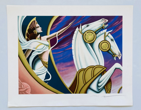 Image 1 of Robert Moser - Serigrafia - Donna su un carro romano