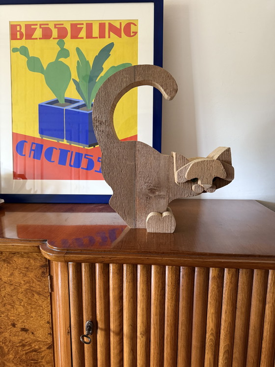 Image 1 of Bottega Michelangeli, Scultura in legno di gatto, Orvieto Italia anni '70