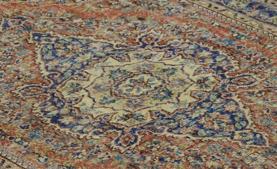 Grande tappeto turco vintage Oushak 260 × 167 cm | Tappeto medaglione in lana anatolica tessuto a mano (photo 6 of 10)