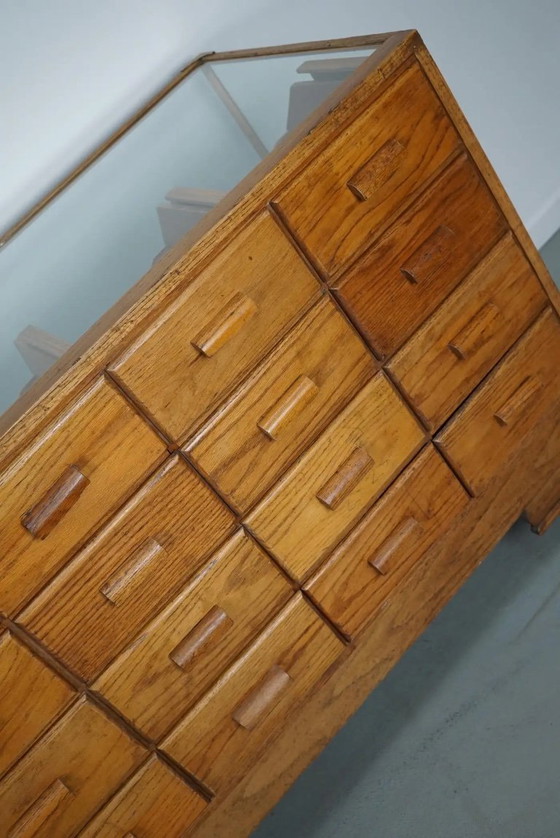 Image 1 of Meuble de mercerie/comptoir de magasin ancien en chêne britannique, années 1920/30