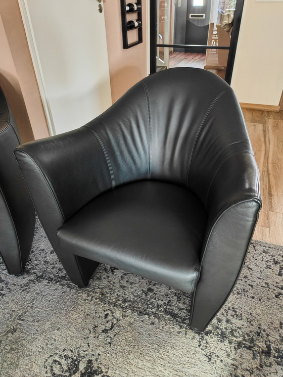 Image 1 of Leolux Sjamaan 2 stuks zwart leder