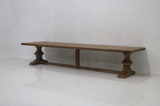 Table de Salle à Manger Monastère Monumentale en Bois Massif Ancien – Spirito (400 X 100 Cm)