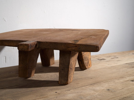 Antique low table in primitive style (c.1920) #14, Side tables, Wood, Brown, Rustic (photo 17 of 21)