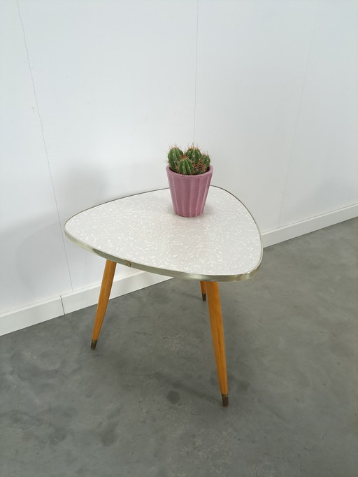 Table d'appoint haute avec plateau en formica gris-blanc