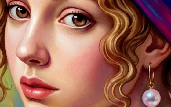 Image 1 of Cadre Sur Toile "La jeune fille à la perle" Johannes Vermeer / Décoration Murale (80x60 cm)