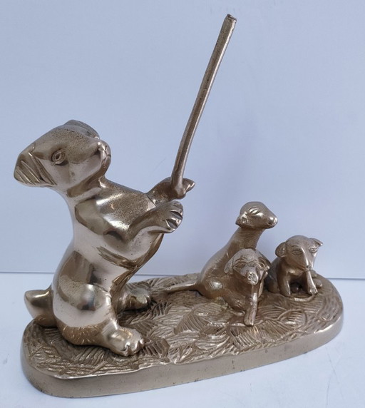 Pisapapeles escultural de perro de latón macizo