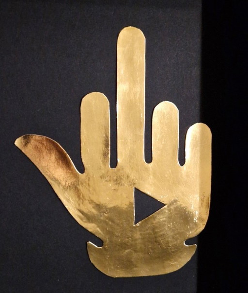 Gold 23kt middle finger youtube award artwork framed