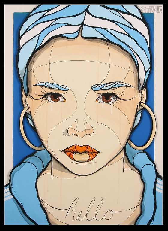 Image 1 of El Bocho - Hello in Blue - Mini - 3D construction, 2023 - Hand signed