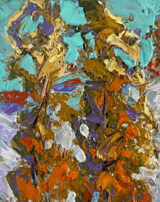 Image 1 of Original Oil Painting Winter Forest Landscape The first snow fell