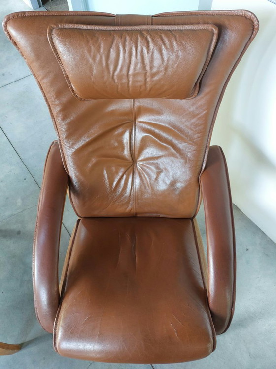 Set of 2 Brunstad Delta Adventure Chairs and Lounge Chairs with 1 Footstool, Leather, Wood, Beige (photo 8 of 12)