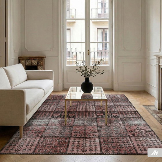 Image 1 of Tapis d'art vintage noué à la main 162x232