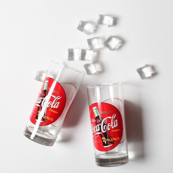Set van 6 vintage rode Always Coca-Cola drinkglazen / Cerve / Italië / jaren 90 – Glazen & Karaffen, Glass (photo 3 of 14)