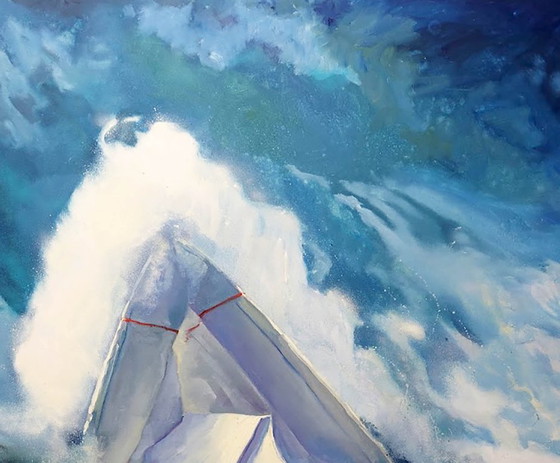 Origineel olieverfschilderij, hedendaagse kunst, symboliek, zeegolf, storm – Schilderijen & Tekeningen, Canvas (photo 6 of 7)