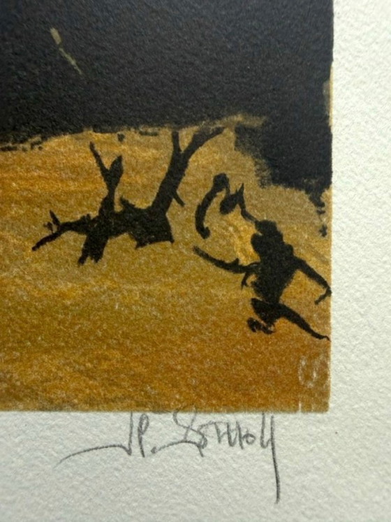 Image 1 of Litografia originale "Composizione con manifesti e graffiti" - Scuola francese del XX secolo