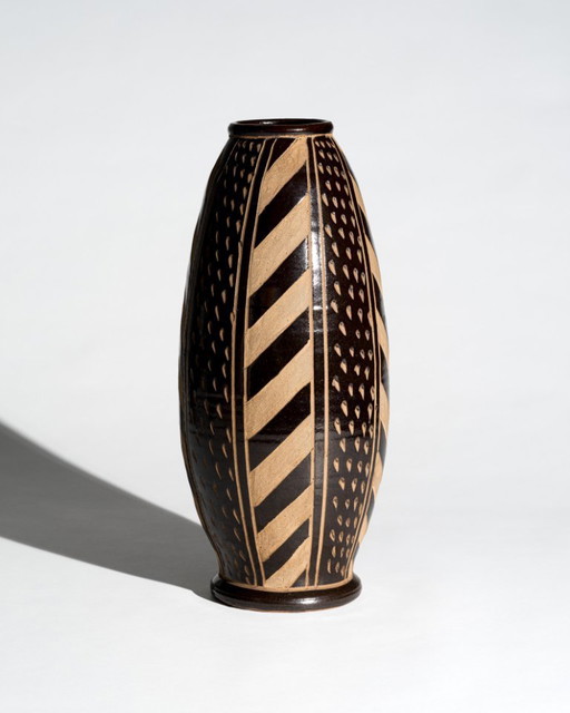 XL Keramische vloervaas met sgraffito-reliëf – Anton Piesche & Reif, model 51B/40, Oost-Duitsland, jaren 60, DDR