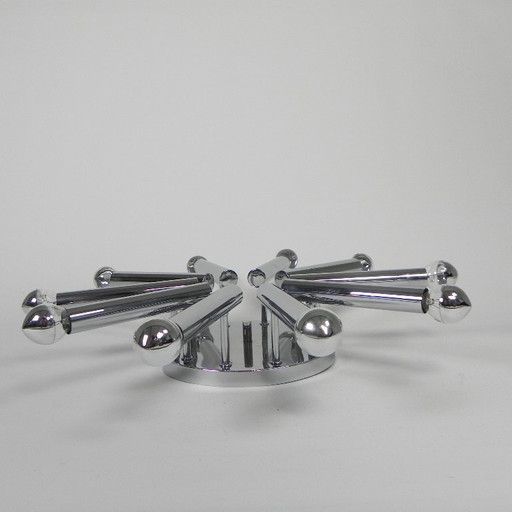Chrome Sciolari ceiling lamp with 10 light points, Boulanger, 1960s