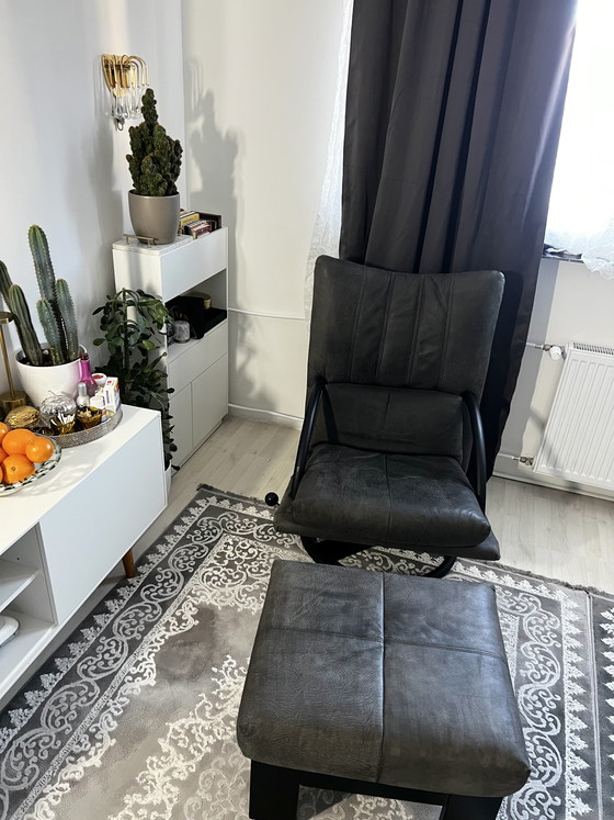 Image 1 of Poltrona lounge in pelle Rolf Benz Torino BMP, poltrona a orecchioni regolabile
