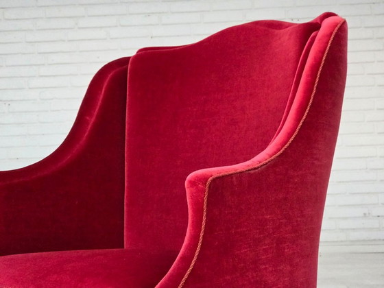 1970er, Dänischer Hochlehner Sessel, Möbelvelours, Eschenholzbeine – Velvet, Wood (photo 5 of 16)