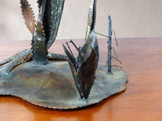 Image 1 of Large brutalist sculpture of an angelfish made of welded metal, circa 1970