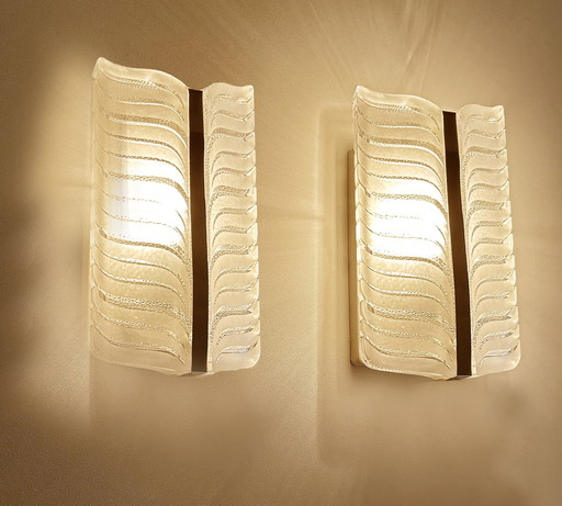 2x Vintage Glass Wall Lights