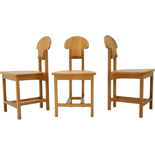 Set di 3 sedie vintage in legno, Finlandia 1970