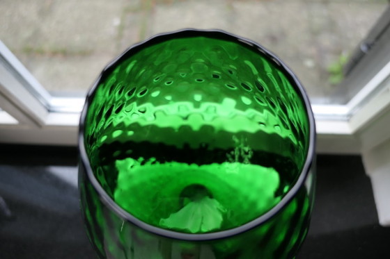 Vintage Empoli Optically Blown Glass Vase Green (photo 6 of 6)