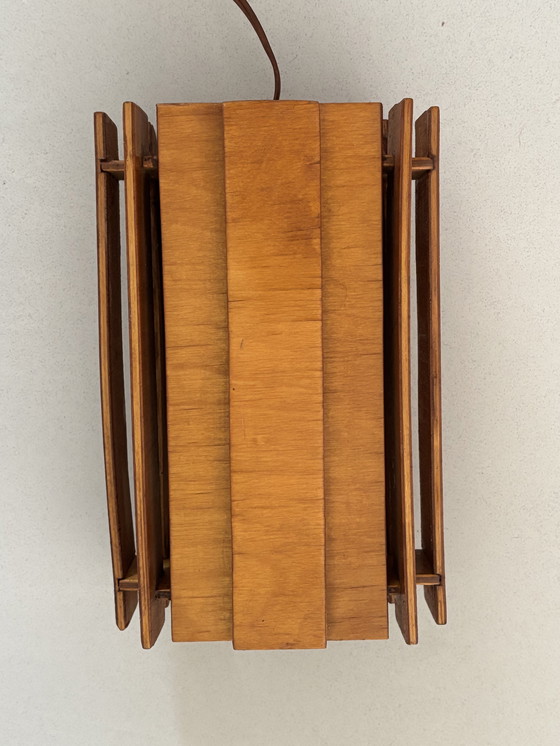 Image 1 of Lámpara escandinava de listones de madera años 70