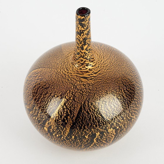 Image 1 of Raro vaso in vetro vintage, nero/oro