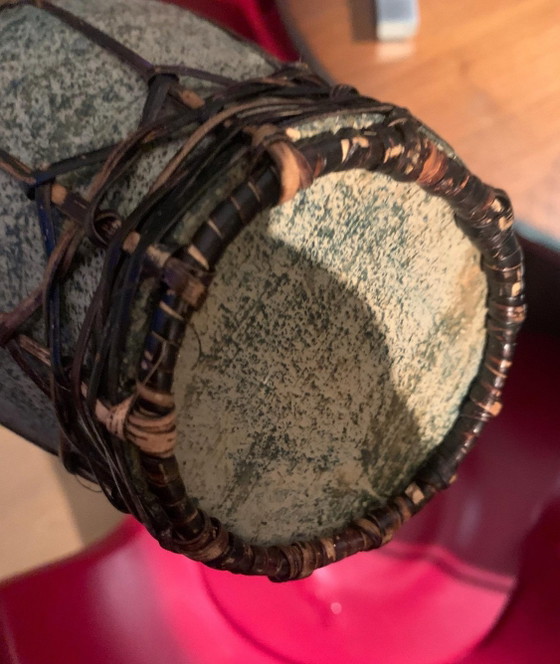 Antique Japanese Stoneware and Braided Bamboo Vase - Wabi-Sabi / Mingei Style, Ceramic, Multi Color (photo 10 of 10)