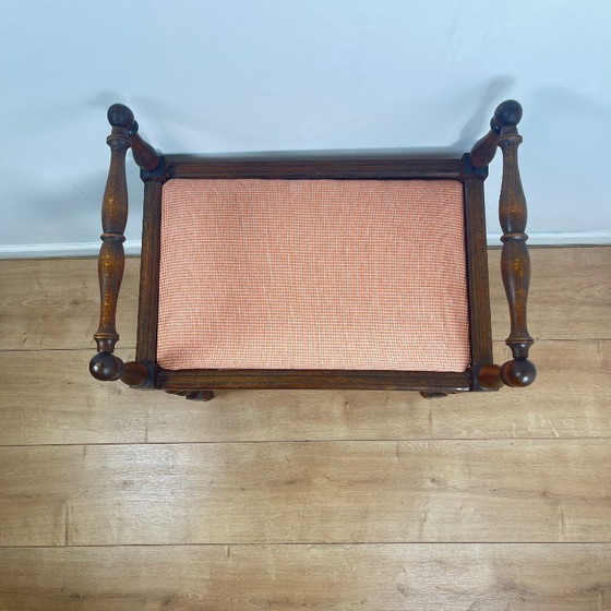 Image 1 of Small bench / stool in traditional English style, with side armrests