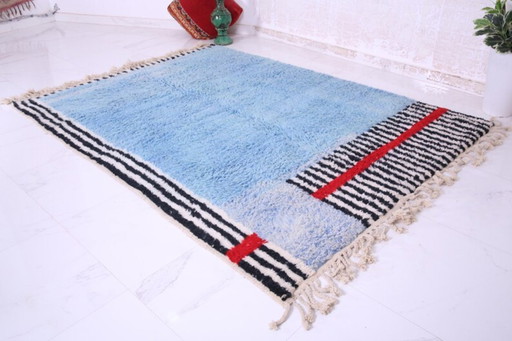 Handmade Beni Ourain Wool Rug: Minimalist Boho Decor 3X2m