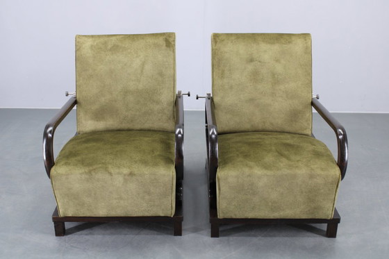 Image 1 of 1930 Rare poltrone Art Déco regolabili restaurate, Cecoslovacchia