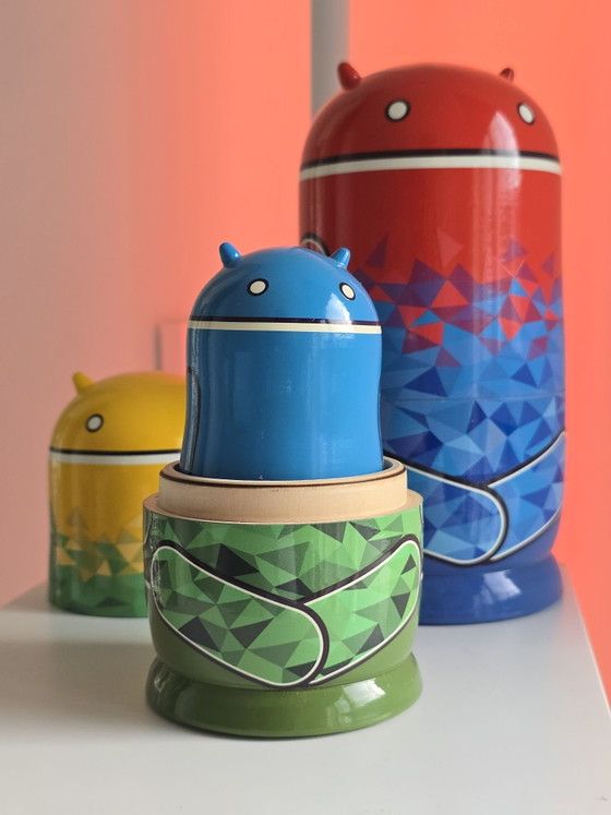 Set di Matrioske in Legno Google Android Ufficiale Estremamente Raro 6 pezzi, Oggetti decorativi, Multicolore (foto 14 di 14)