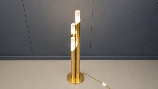 Vintage vloerlamp van messing en Murano-glas, Italië, jaren 70.