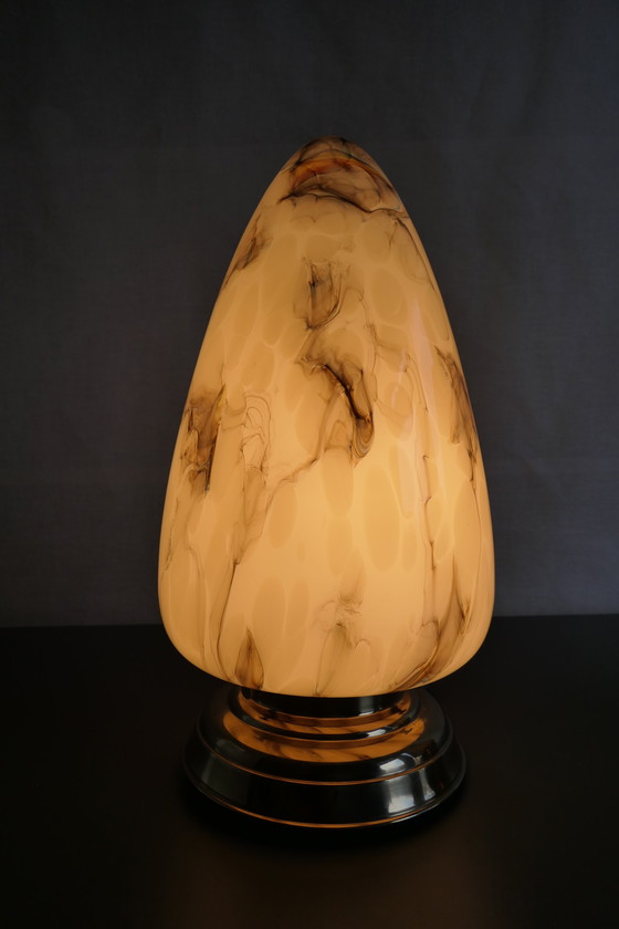 Image 1 of Twee art deco plafondlampen, gemarmerd, druppelvorm